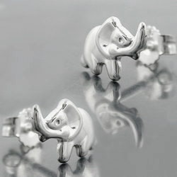Stecker 6x9mm Elefant glänzend Silber 925