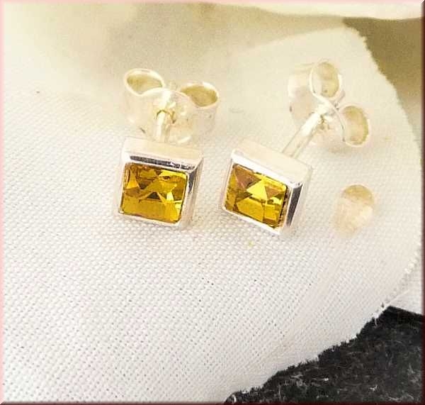 Ohrstecker 4,5mm Glas lemon 925 Silber