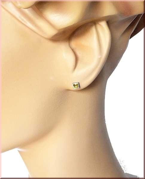 Ohrstecker 4,5mm Glas lemon 925 Silber