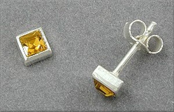 Ohrstecker 4,5mm Glas lemon 925 Silber