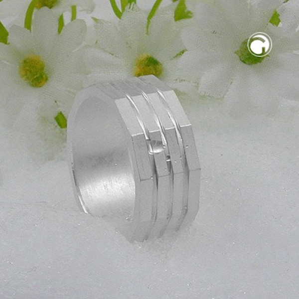 Ring Gr. 54 kantig 3 Linien 925 Silber