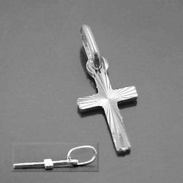 Anhänger 14x7mm Kreuz diamantiert, Silber 925