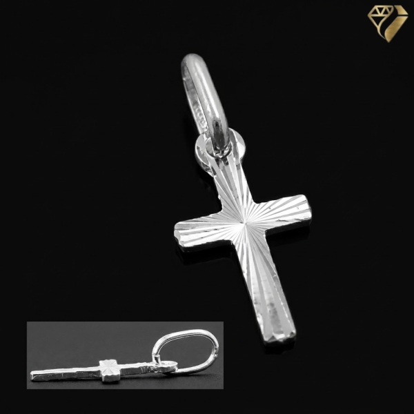 Anhänger 14x7mm Kreuz diamantiert, Silber 925