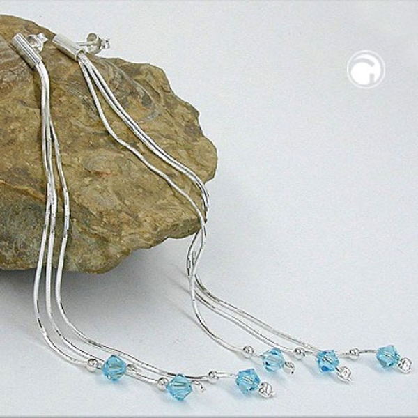 Ohrstecker 3 Kettchen mit Stein aqua 925 Silber