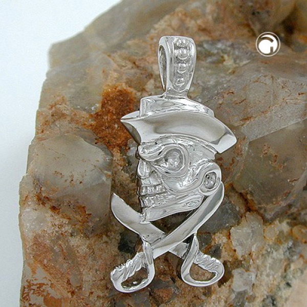Anhänger Totenkopf Piratenhut 925 Silber