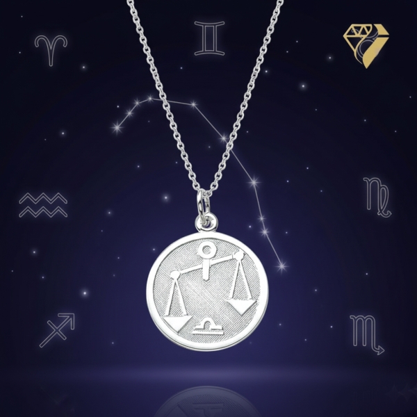 Anhänger Sternzeichen Waage rund 16mm Silber 925