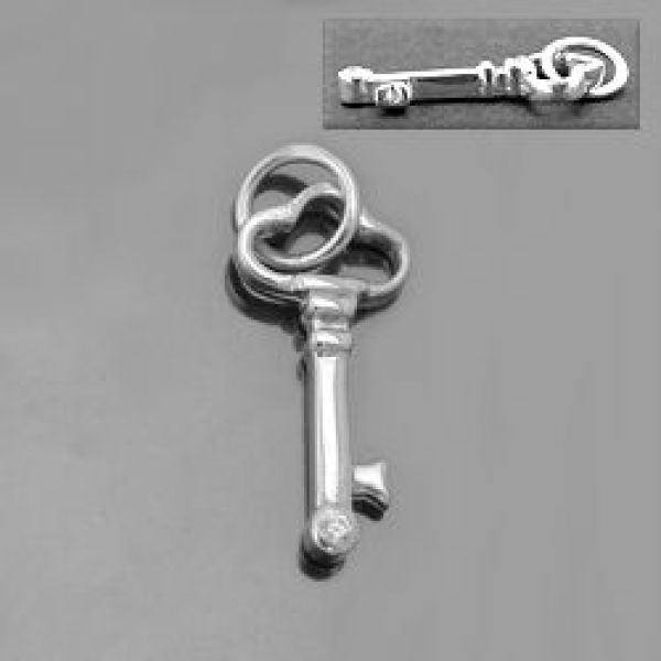 Anhänger 21x10mm Schlüssel mit Zirkonia glänzend Silber 925