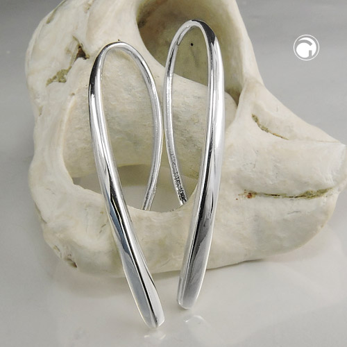 Durchzieher Ohrring Ohrhaken 33x2,5mm Tropfen glänzend Silber 925