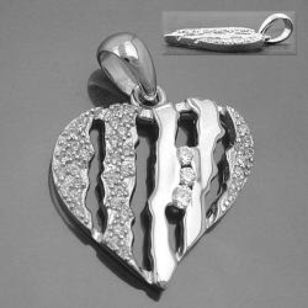 Anhänger 19x19mm Herz mit Zirkonias rhodiniert Silber 925