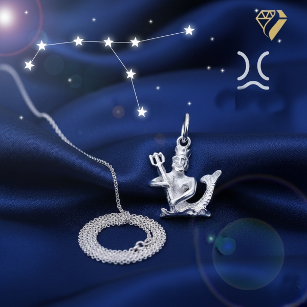 Anhänger Sternzeichen Wassermann plastisch 22x17mm Silber 925