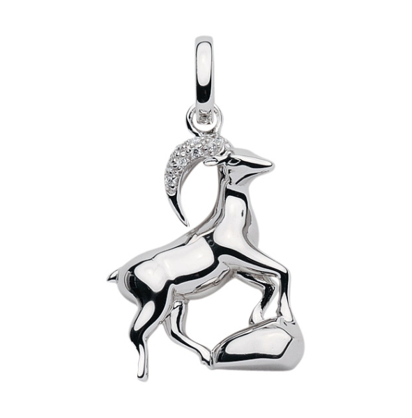 Anhänger 18x20mm Sternzeichen Steinbock 925 Silber Zirkonia