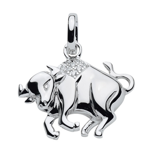 Anhänger 18x20mm Sternzeichen Stier 925 Silber Zirkonia