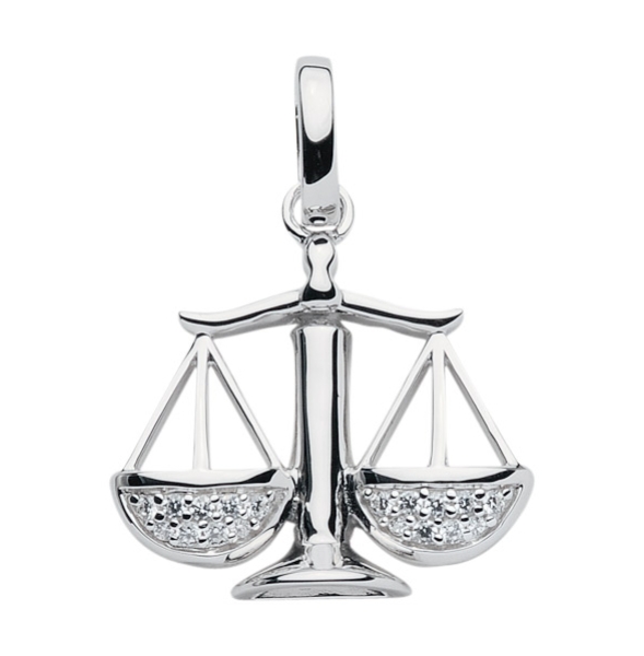 Anhänger 18x20mm Sternzeichen Waage 925 Silber Zirkonia