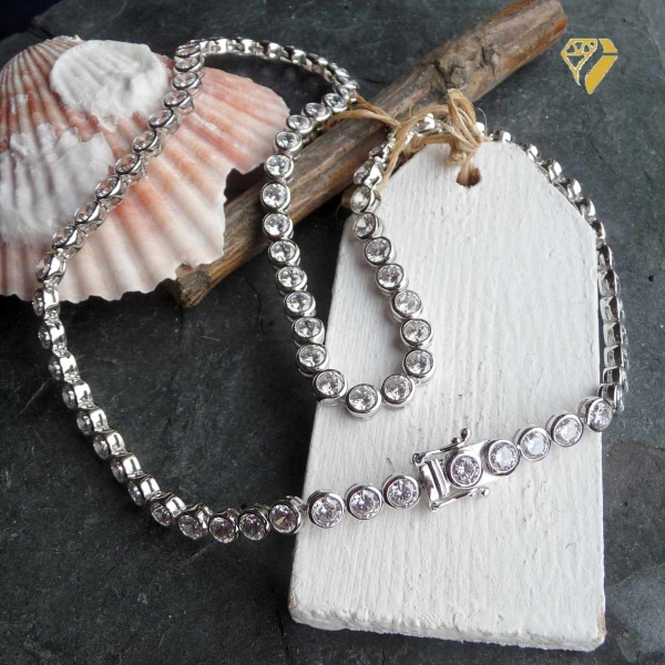 Collier mit Zirkonia 5mm 925 Silber 42cm