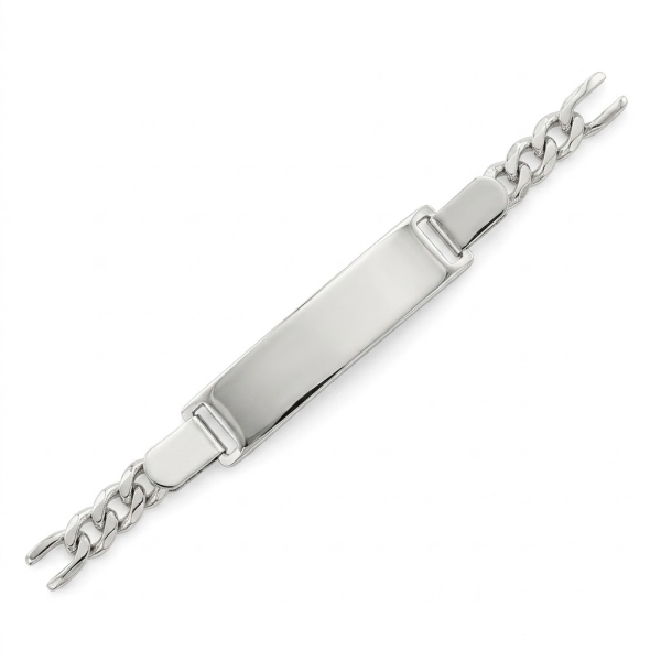 Schildarmband für Kinder 3,1mm Figarokette Gravurplatte Silber 925 14-16cm