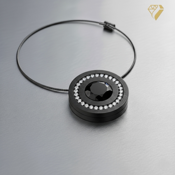 Anhänger Edelstahl black 22mm mit Kristall Elements nach Wahl