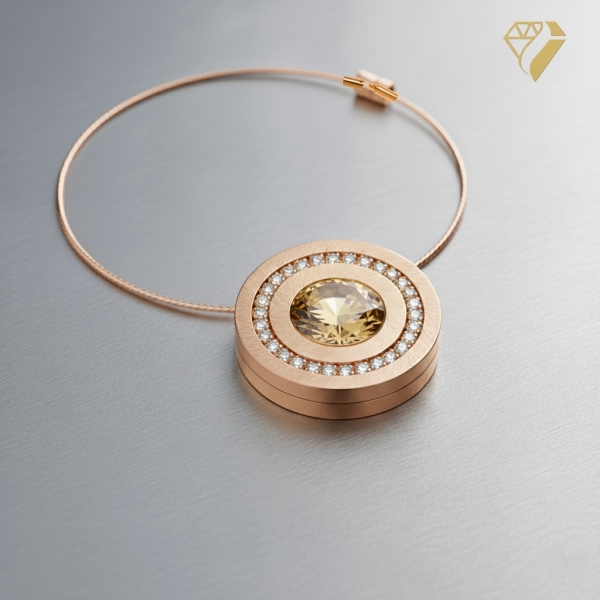 Anhänger Edelstahl rosévergoldet 22mm mit Kristall Elements nach Wahl