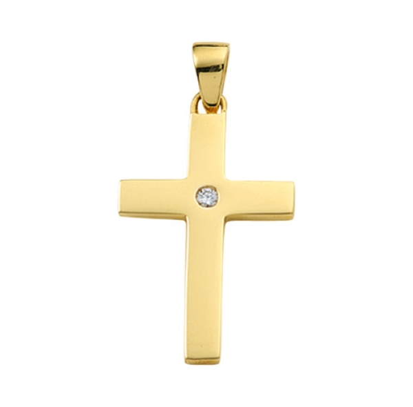 Anhänger Kreuz 14x19mm mit Diamant 0,03ct 14Kt 585 GOLD