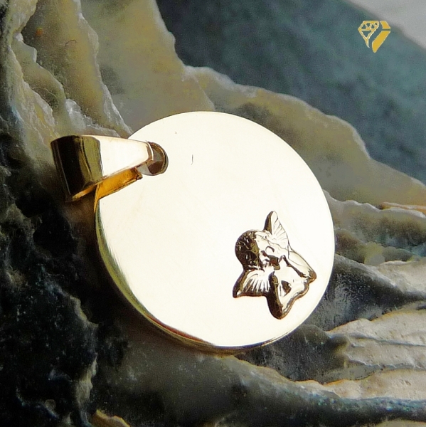 Anhänger Gravurplatte Amor 12mm 14Kt 585 Gold