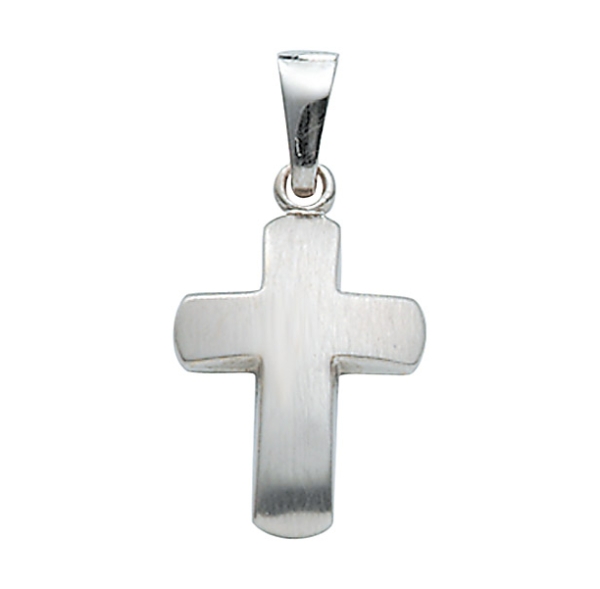 Anhänger Kreuz 11x14mm mattiert 14Kt 585 WEISSGOLD