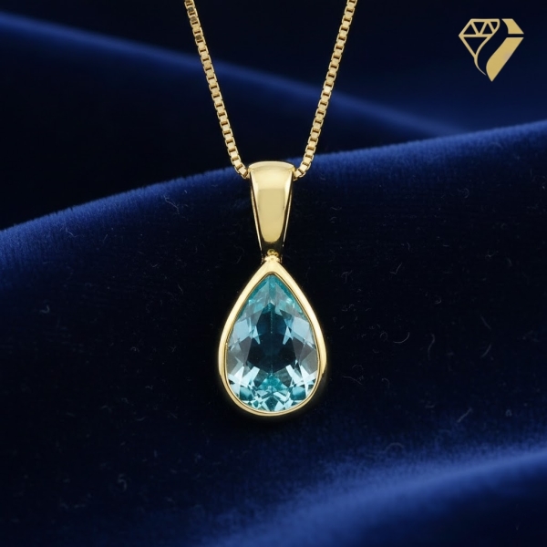 Anhänger 7x10mm Aquamarin Tropfen 585 Gold