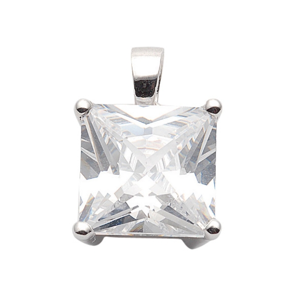 Anhänger eckig 11x11mm Zirkonia 925 Silber