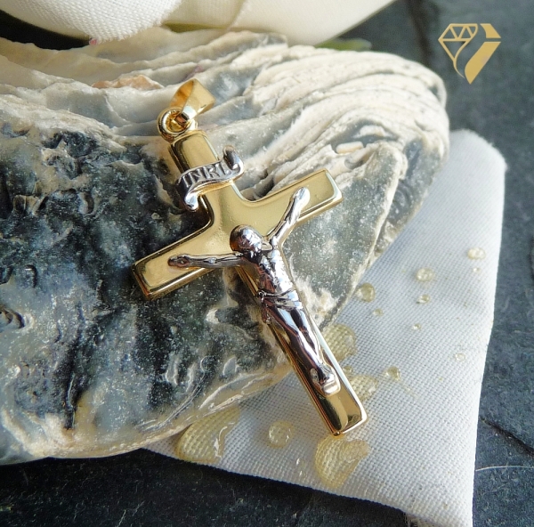 Anhänger Kreuz 15x22mm Jesus Korpus 14Kt 585 GOLD