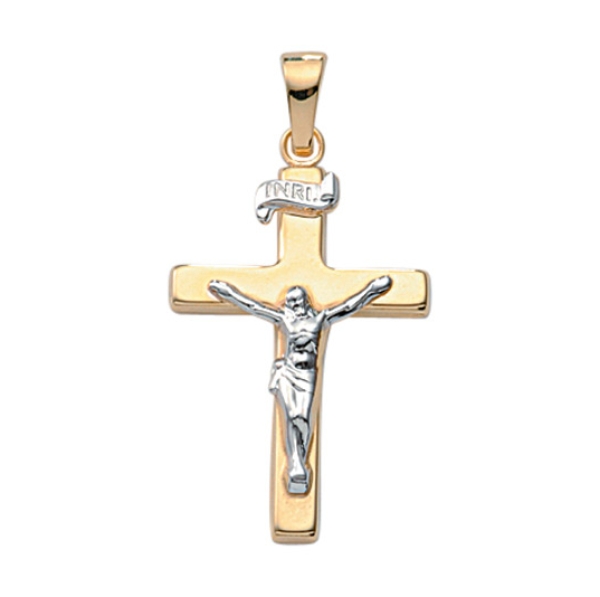 Anhänger Kreuz 15x22mm Jesus Korpus 14Kt 585 GOLD