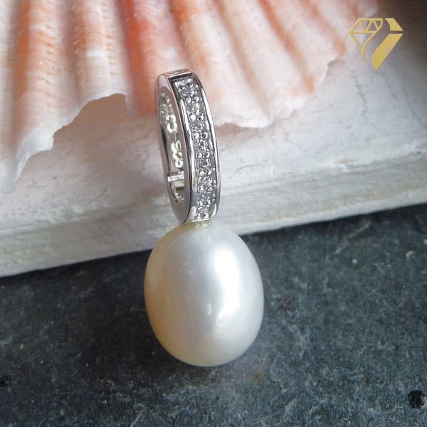 Anhänger Einhänger Perle mit Zirkonia Silber 925