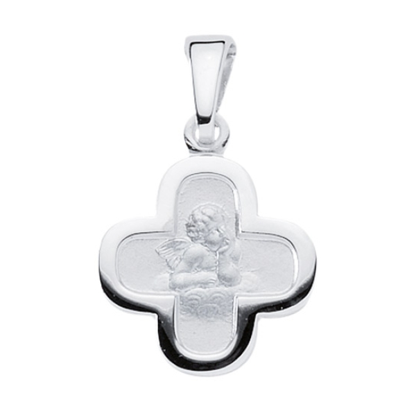 Anhänger Medaille Kreuz 11,5mm Engel Amour Silber 925