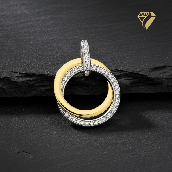 Anhänger rund 18mm Zirkonias 8Kt 333 GOLD