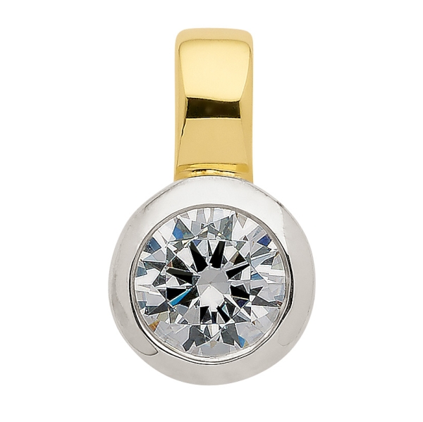 Anhänger bicolor 13mm Zirkonia 8Kt 333 GOLD