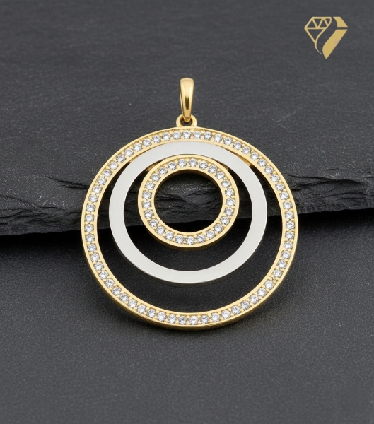 Anhänger rund 26mm Zirkonias 8Kt 333 GOLD