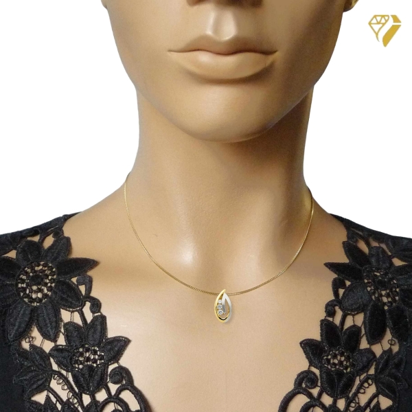 Anhänger bicolor 17mm Zirkonia 14Kt 585 GOLD