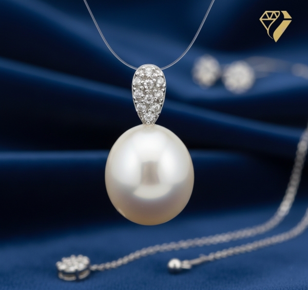 Anhänger mit Perle Zirkonia Weißgold 8Kt 333 GOLD