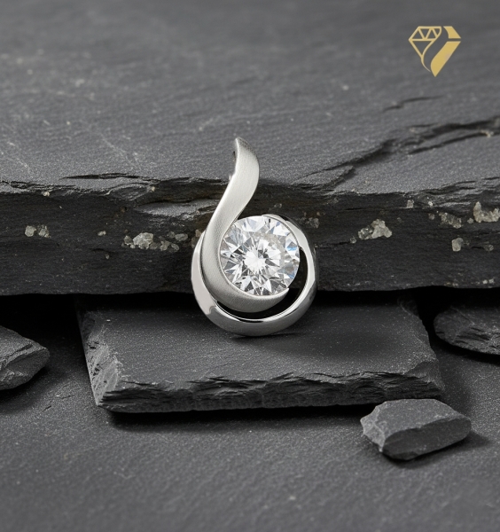 Anhänger 17mm Zirkonia 8Kt 333 WEISSGOLD