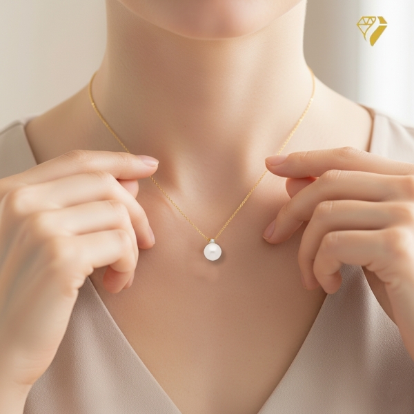 Anhänger Süßwasserzuchtperle 10mm mit Diamant 0,06ct 14Kt GOLD