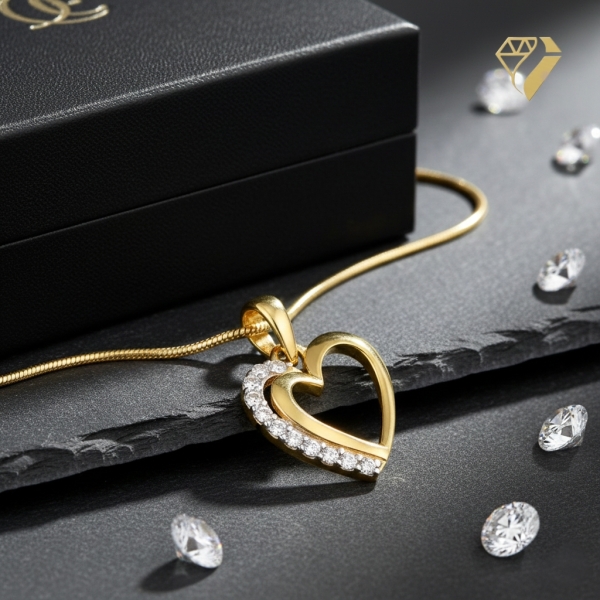 Anhänger Herz 10x10mm Zirkonia 333 GOLD