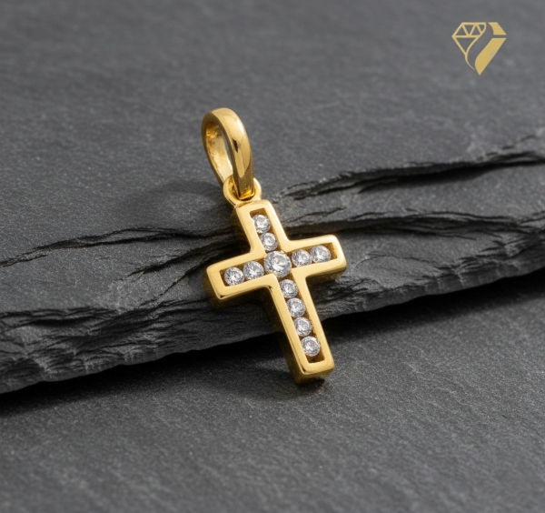 Anhänger Kreuz Zirkonia 8x12mm 8Kt 333 GOLD