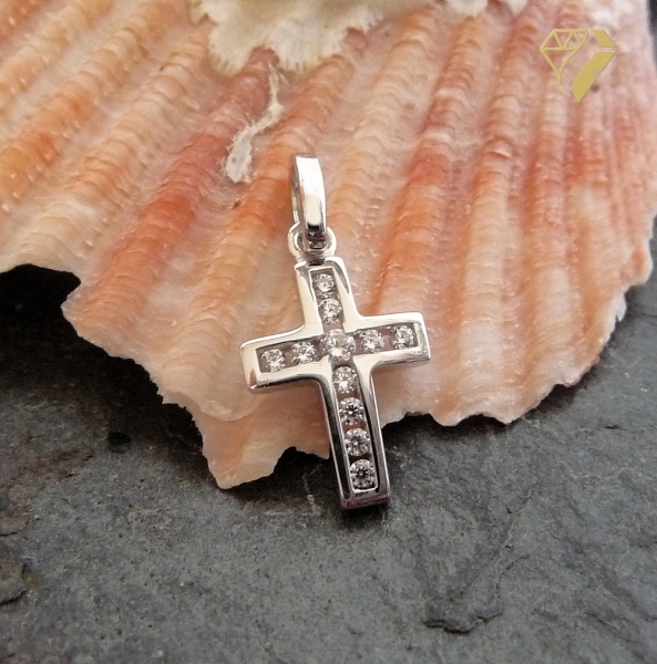 Anhänger Kreuz Zirkonia 8x12mm 8Kt 333 WEISSGOLD