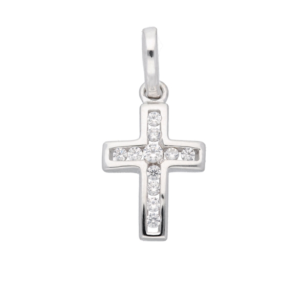 Anhänger Kreuz Zirkonia 8x12mm 8Kt 333 WEISSGOLD