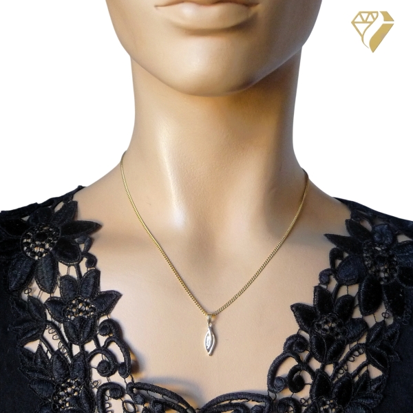 Anhänger bicolor 19mm Zirkonia 8Kt 333 GOLD