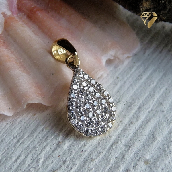 Anhänger Tropfen 10mm Zirkonia 14Kt 585 GOLD