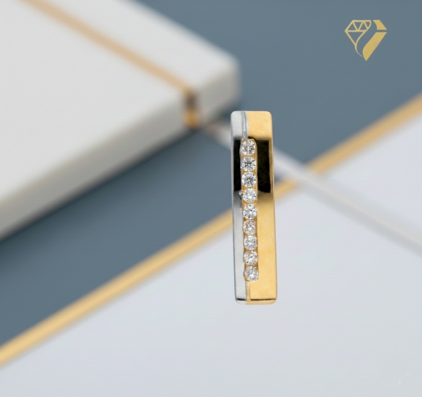 Anhänger bicolor 19mm Zirkonia 14Kt 585 GOLD