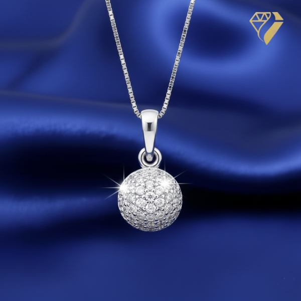 Anhänger 7mm Zirkonia 14Kt 585 WEISSGOLD