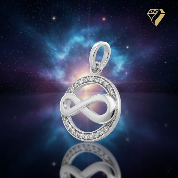 Anhänger 13,7mm Infinity Unendlichkeit mit Zirkonias glänzend rhodiniert Silber 925