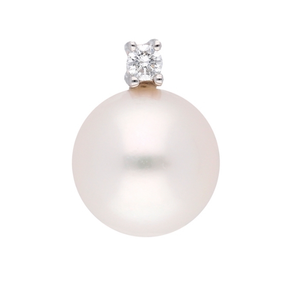 Anhänger Süßwasserzuchtperle 8,9mm mit Diamant 0,04ct 14Kt WEISSGOLD