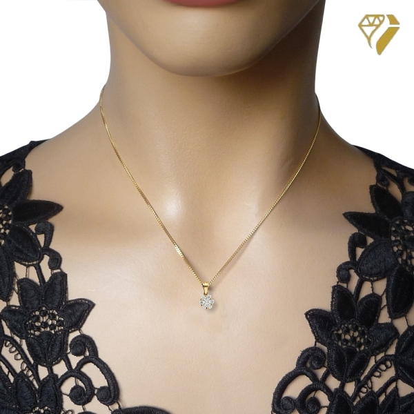 Anhänger 4,5mm rund mit 7 Diamanten 0,13ct 14Kt 585 GOLD