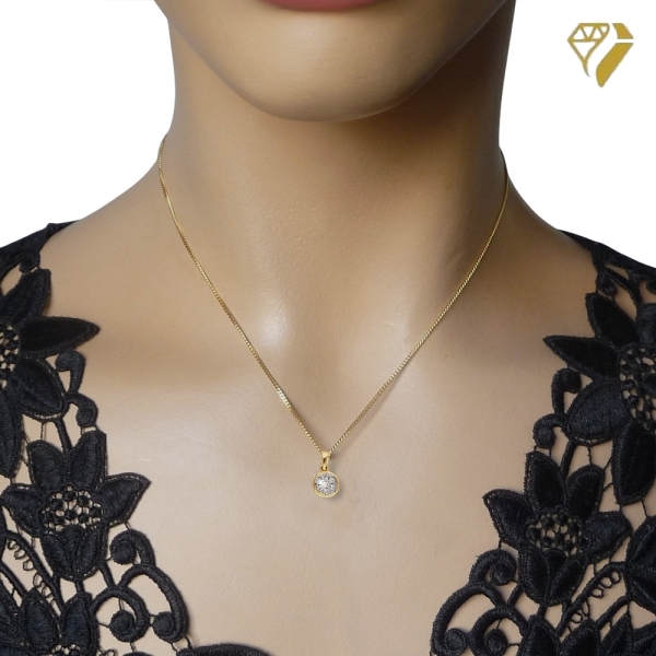 Anhänger 6mm rund mit 7 Diamanten 0,06ct 14Kt 585 GOLD