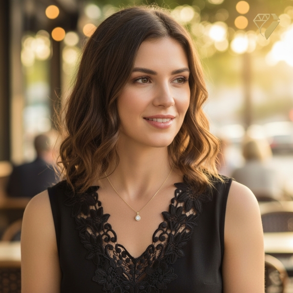 Anhänger 6mm rund mit 7 Diamanten 0,06ct 14Kt 585 GOLD